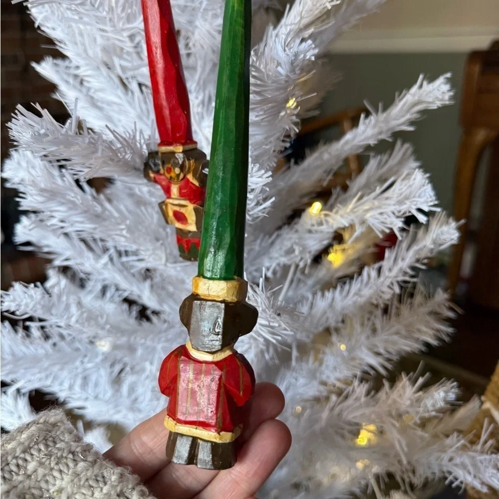 Vintage 1974 Festive Nutcracker Ornaments - Red and Green